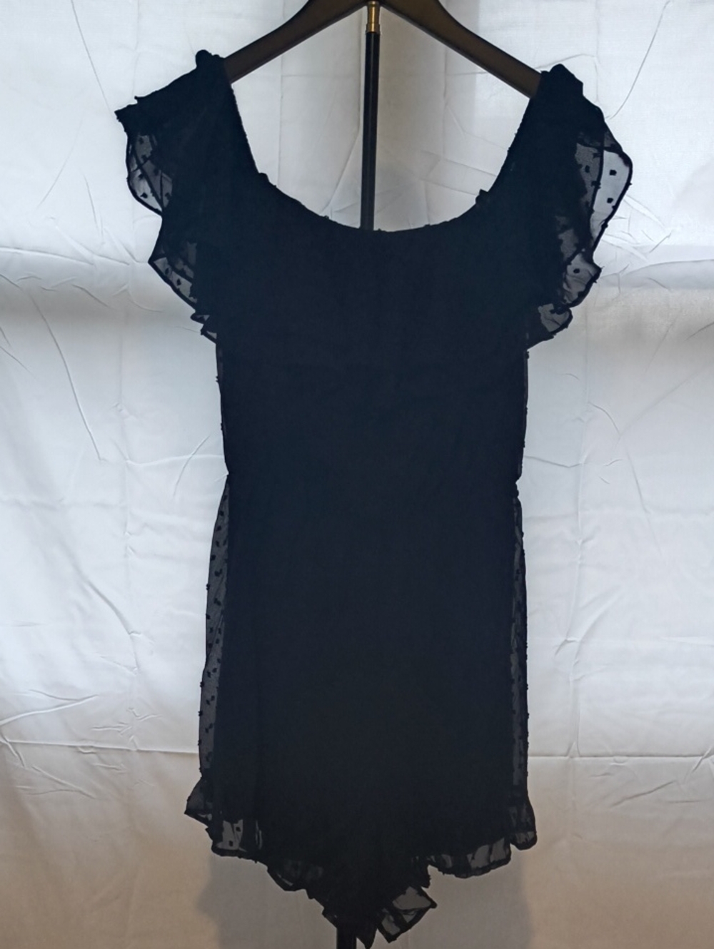 Lulu's Black Sheer Ruffle Sleeve Mini Dress